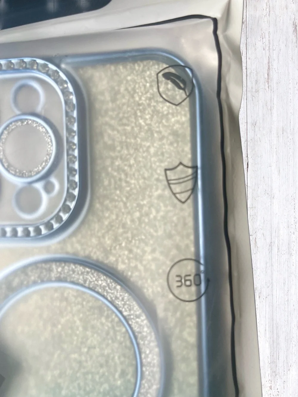 NWT LXK Blue Glitter IPhone Pro Case with Camera Protector 6.3” Screen